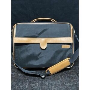Vintage Original Hartmann Black/tan messenger briefcase Carry On Luggage